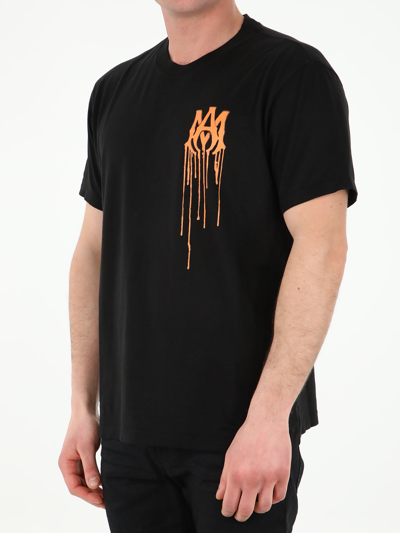 Amiri Black T-shirt w/ Orange drip Logo