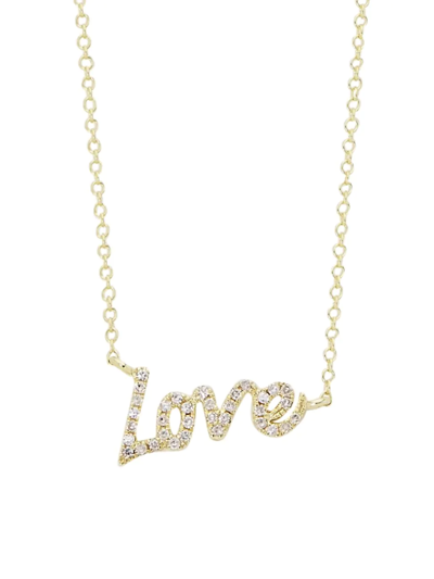 Shop Meira T Women's 14k Yellow Gold & Diamond Love Pendant Necklace