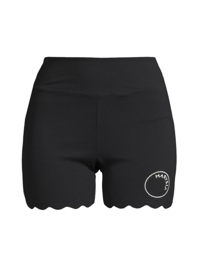 Shop Marysia Women's Billie Jean Scalloped Shorts In Black