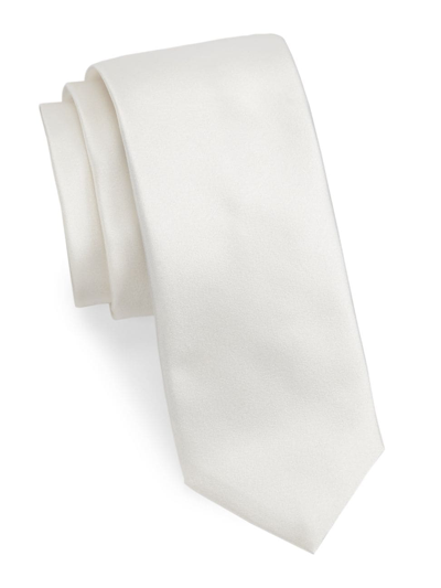 Shop Saks Fifth Avenue Men's Collection Solid Silk Tie In Ivory