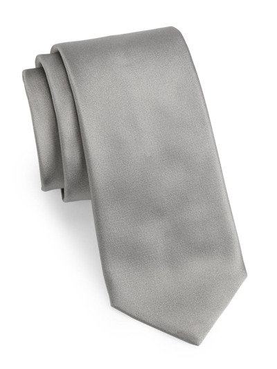 Shop Saks Fifth Avenue Men's Collection Solid Silk Tie In Grey