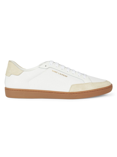 Shop Saint Laurent Sl/10 Low-top Leather Sneakers In White