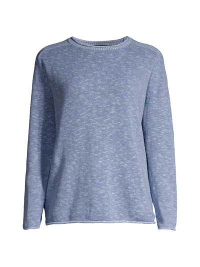 Shop Eileen Fisher Women's Linen-blend Crewneck Sweater In Blue