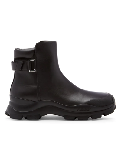 Shop Ambush Men's Leather Rubber Lug-sole Boots In Black