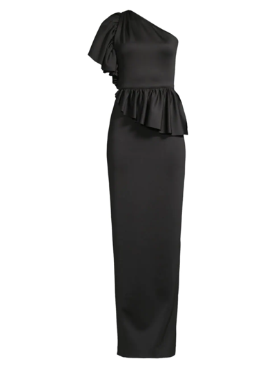 Shop Black Halo Women's Noble One-shoulder Column Gown In Black