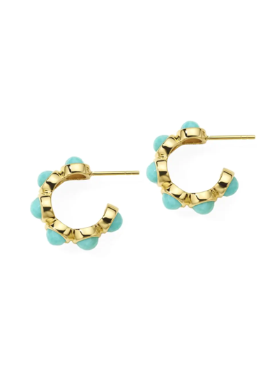 Shop Ippolita Women's Lollipop 18k Green Gold & Turquoise Mini Hoop Earrings