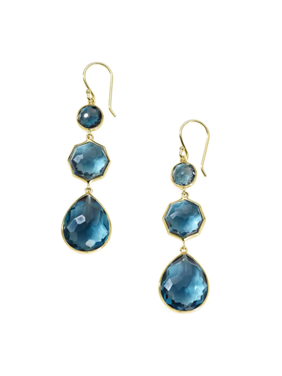 Shop Ippolita Women's Small Crazy 8's 18k Green Gold & London-blue-topaz Drop Earrings