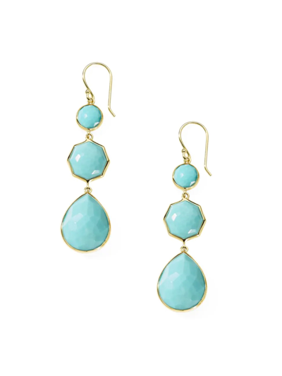Shop Ippolita Women's Small Crazy 8 18k Green Gold & Turquoise Drop Earrings In Blue