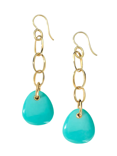 Shop Ippolita Women's 18k Green Gold & Turquoise Chain Drop Earrings In Blue
