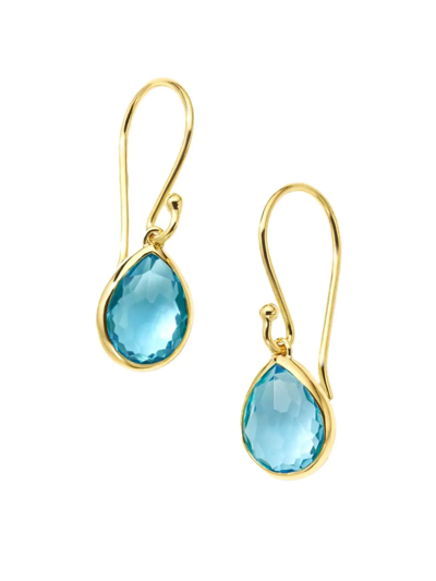 Shop Ippolita Women's Teeny 18k Green Gold & Swiss Blue Topaz Teardrop Earrings