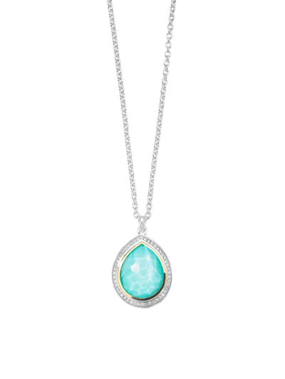 Shop Ippolita Women's 2t Rock Candy Teardrop 18k Gold, Sterling Silver, Turquoise & Diamond Small Pendant Necklace