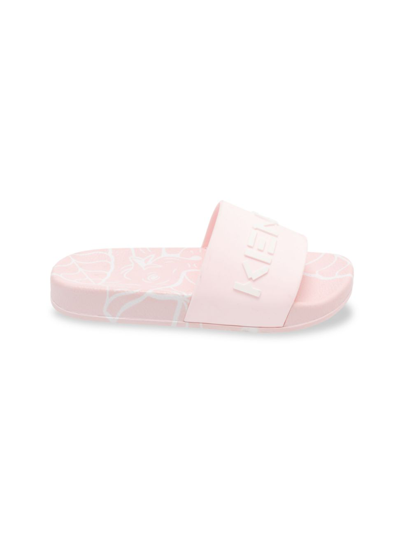 Shop Kenzo Little Girl's & Girl's Rubber Logo Slides In Pale Pink