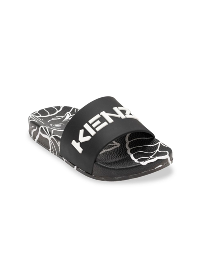 Shop Kenzo Little Boy's & Boy's Logo Slide Sandals In Black