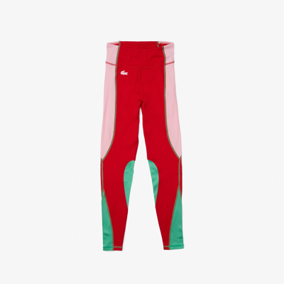 Shop Lacoste Women's Sport Color-block Knit Effect Leggings - Xs In Red