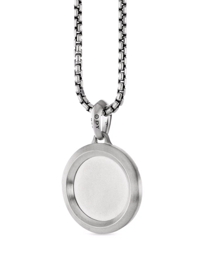 David Yurman Men's Sterling Silver St. Christopher Medallion Amulet With Pave Black Diamonds In Silver