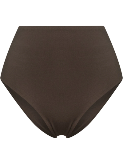 Shop Asceno Deia High-waisted Bikini Bottoms In Braun