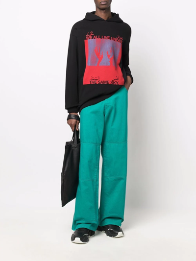 Qasimi We Live Under The Same Sky Cotton Hoodie In Schwarz