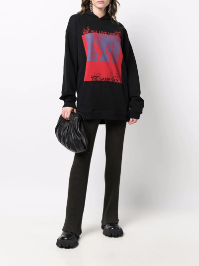Qasimi We Live Under The Same Sky Cotton Hoodie In Schwarz
