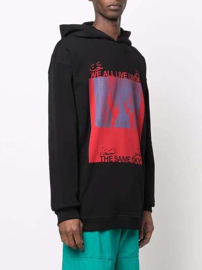 Qasimi We Live Under The Same Sky Cotton Hoodie In Schwarz