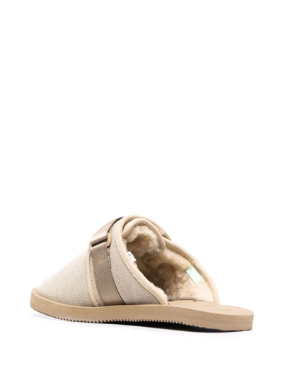 Suicoke Beige Daniel Arsham Edition Shearling Zavo-mabda Sandals In Nude