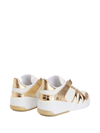 Shop Giuseppe Zanotti Talon Crocodile-effect Leather Sneakers In White