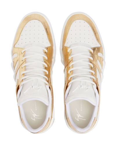 Shop Giuseppe Zanotti Talon Crocodile-effect Leather Sneakers In White