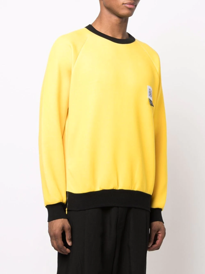 Shop Fumito Ganryu Logo-patch Cotton-blend Sweatshirt In Yellow