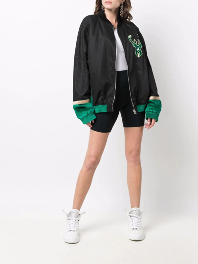 Just Don Nylon Taffeta And Camouflage Velvet Jacket In Schwarz