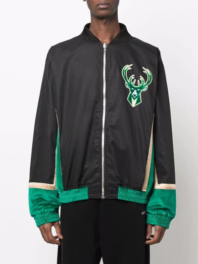 Just Don Nylon Taffeta And Camouflage Velvet Jacket In Schwarz
