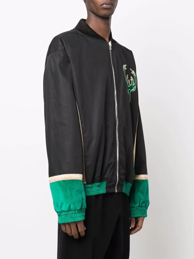 Just Don Nylon Taffeta And Camouflage Velvet Jacket In Schwarz
