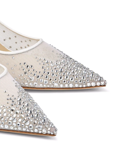 Jimmy Choo 85mm Love Embellished Tulle Pumps In White