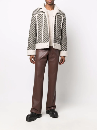 Misbhv Jacquard-monogram Contrast-trim Jacket In Neutrals