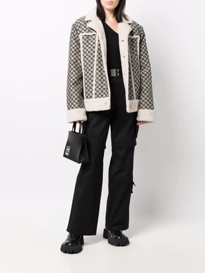 Shop Misbhv Jacquard-monogram Contrast-trim Jacket In Neutrals