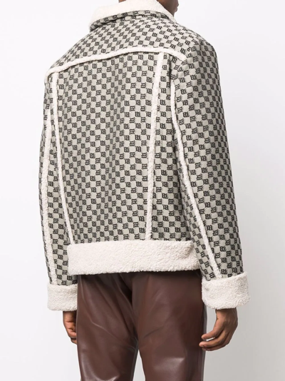 Misbhv Jacquard-monogram Contrast-trim Jacket In Neutrals