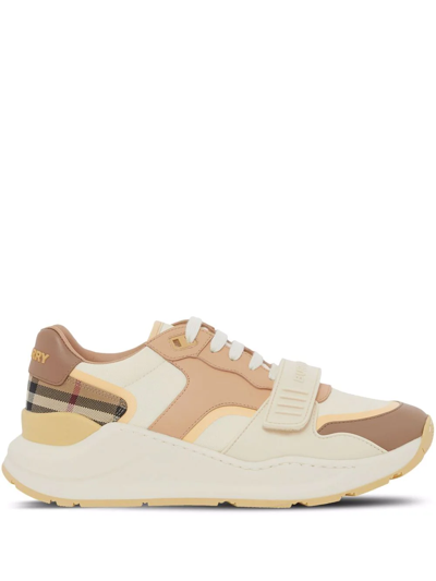Shop Burberry Vintage Check Ramsey Sneakers In Nude