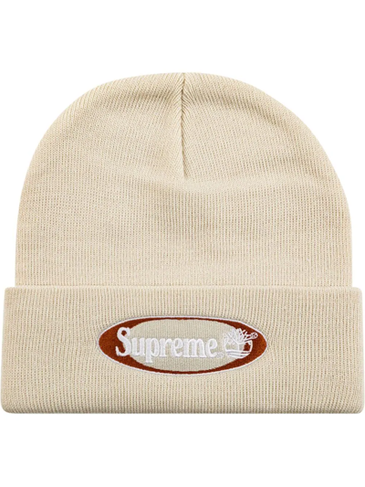 Shop Supreme X Timberland Knitted Beanie In Neutrals