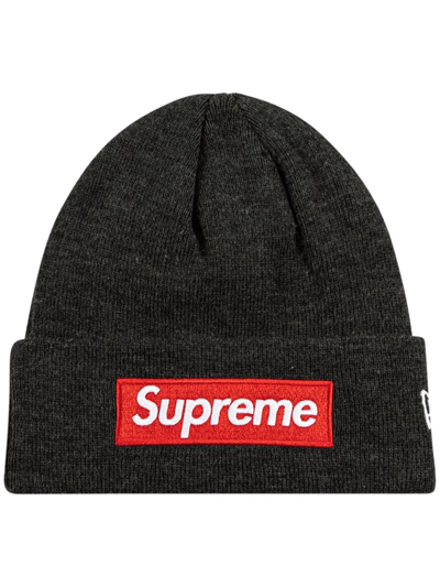 Shop Supreme X New Era Box Logo Knitted Beanie In Grey