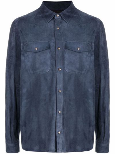 Shop Ajmone Button-down Shirt In Blau