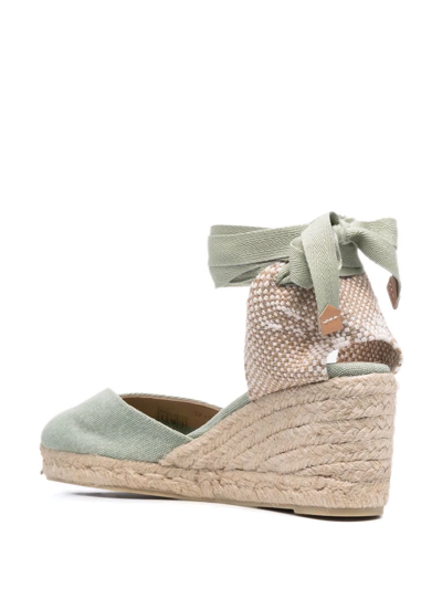 Castaã±er Wedge-heel Espadrille Sandals In Grün