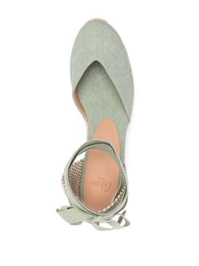 Castaã±er Wedge-heel Espadrille Sandals In Grün