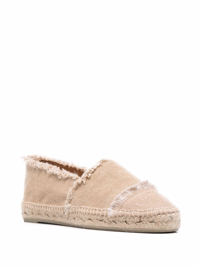 Shop Castaã±er Frayed-detail Slip-on Espadrilles In Nude