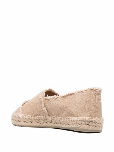 Shop Castaã±er Frayed-detail Slip-on Espadrilles In Nude