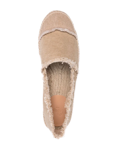 Shop Castaã±er Frayed-detail Slip-on Espadrilles In Nude