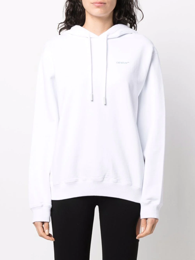 Off-white Diag Stripe-print Cotton Hoodie In Weiss