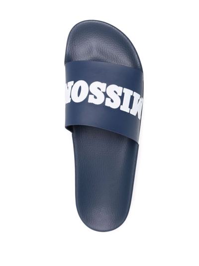 Shop Missoni Logo Print Slides In Blau