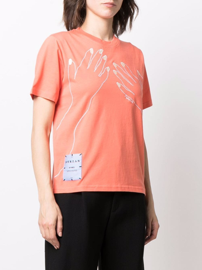 Shop Mcq By Alexander Mcqueen Hands-print T-shirt In Orange