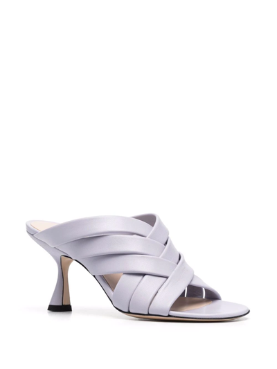 Wandler Louie Woven Lambskin Slide Sandals In Violett