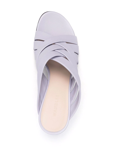 Wandler Louie Woven Lambskin Slide Sandals In Violett