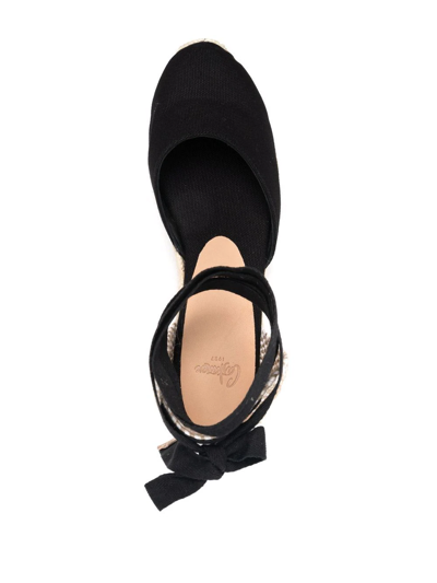 Shop Castaã±er Lace-up Wedge Espadrilles In Schwarz