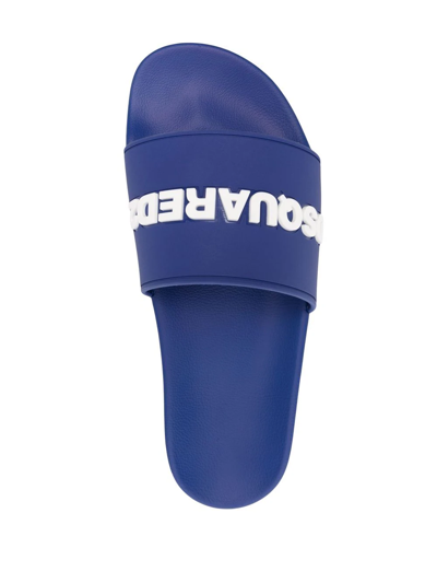 Shop Dsquared2 Logo-print Open-toe Slides In Blau